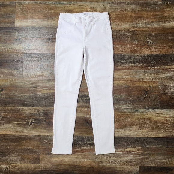 PAIGE ULTRA WHITE SKINNY/JEGGING JEANS WITH SLIT AT HEM SIZE 28 - Picture 1 of 10